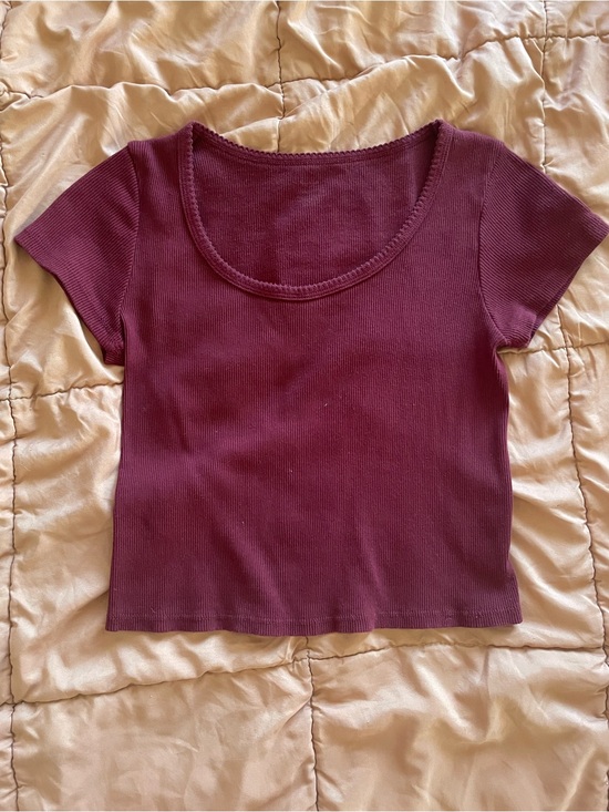 Brandy Melville Tops - Brandy Melville Ribbed Scoop Crop Top - Wine XS/S